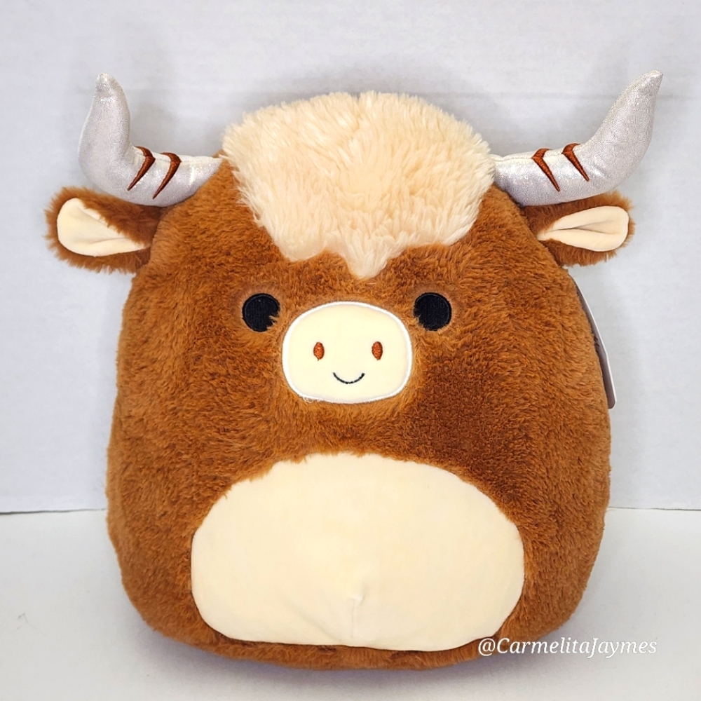 CALTON 🐂 Brown Fuzzy Highland Cow Original Squishmallow By Kellytoy ☆ NWT ☆